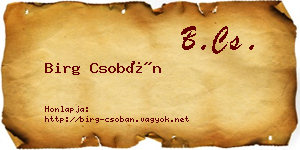 Birg Csobán névjegykártya